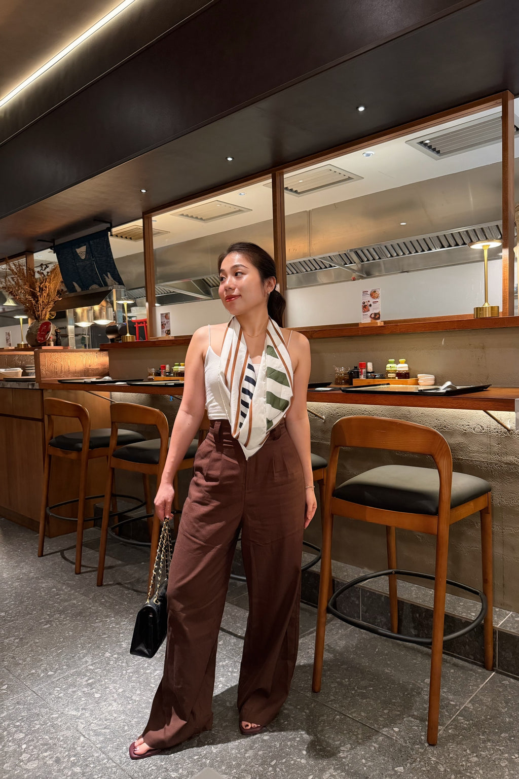 Veda High Waisted Wide Legged Pants in Brown