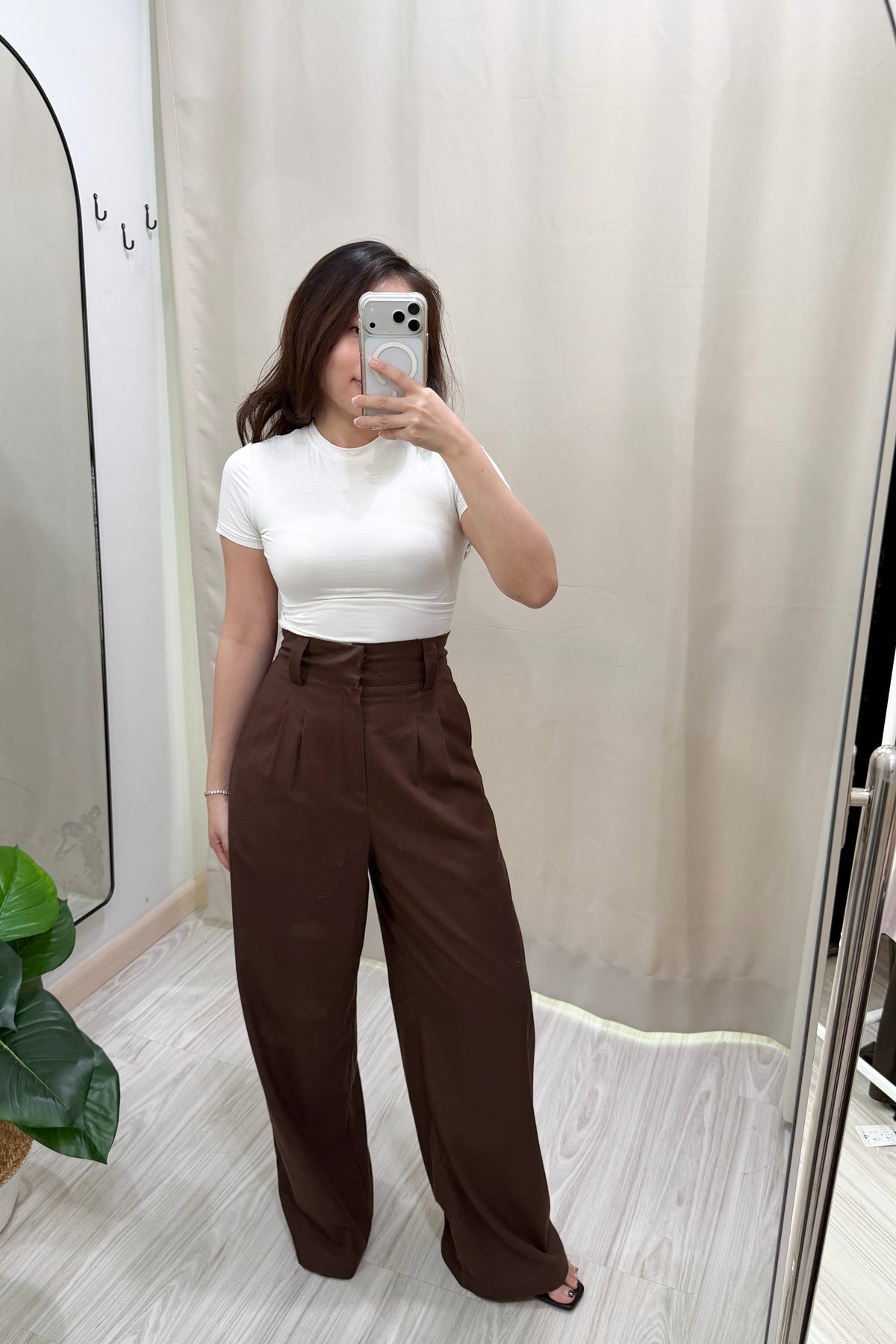 Veda High Waisted Wide Legged Pants in Brown
