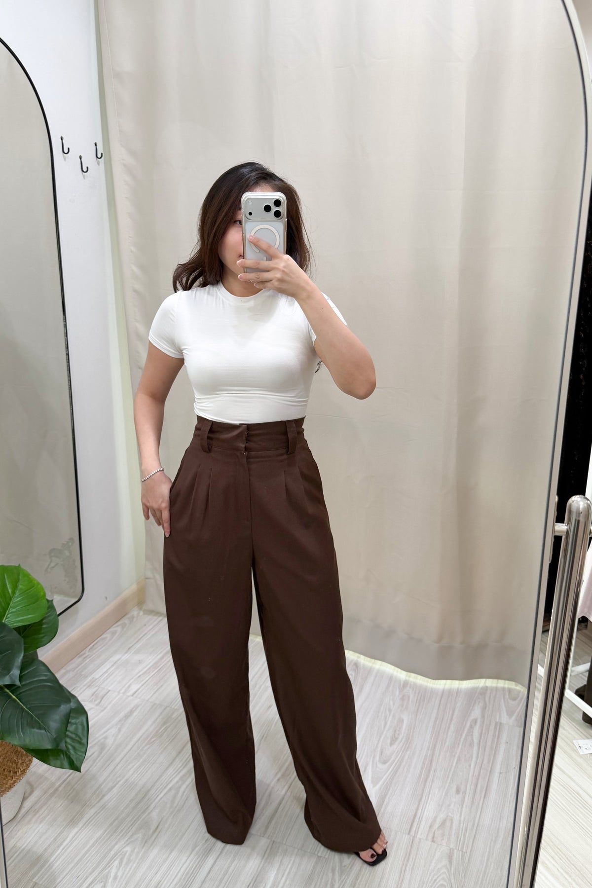 Veda High Waisted Wide Legged Pants in Brown