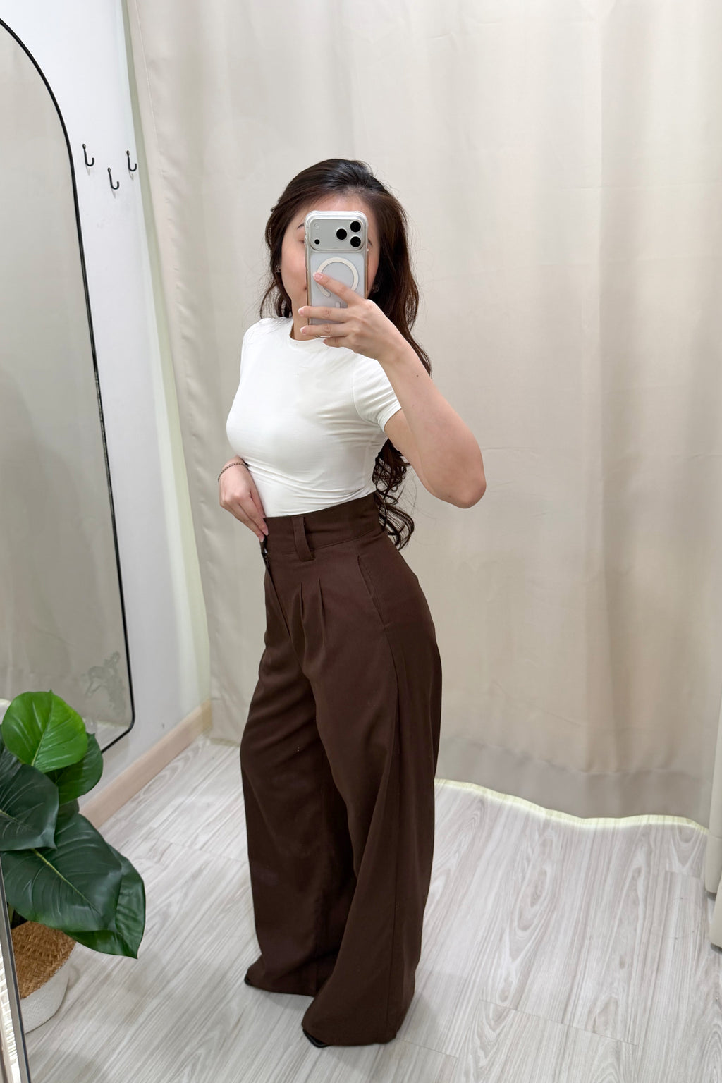 Veda High Waisted Wide Legged Pants in Brown