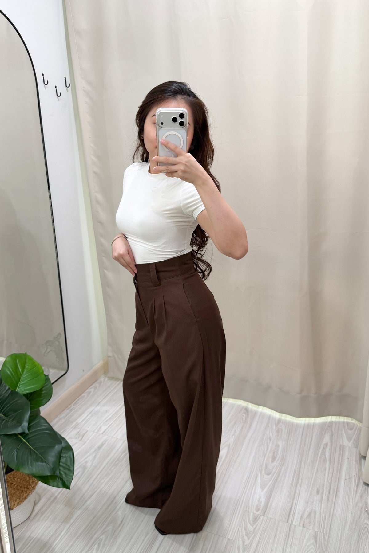 Veda High Waisted Wide Legged Pants in Brown