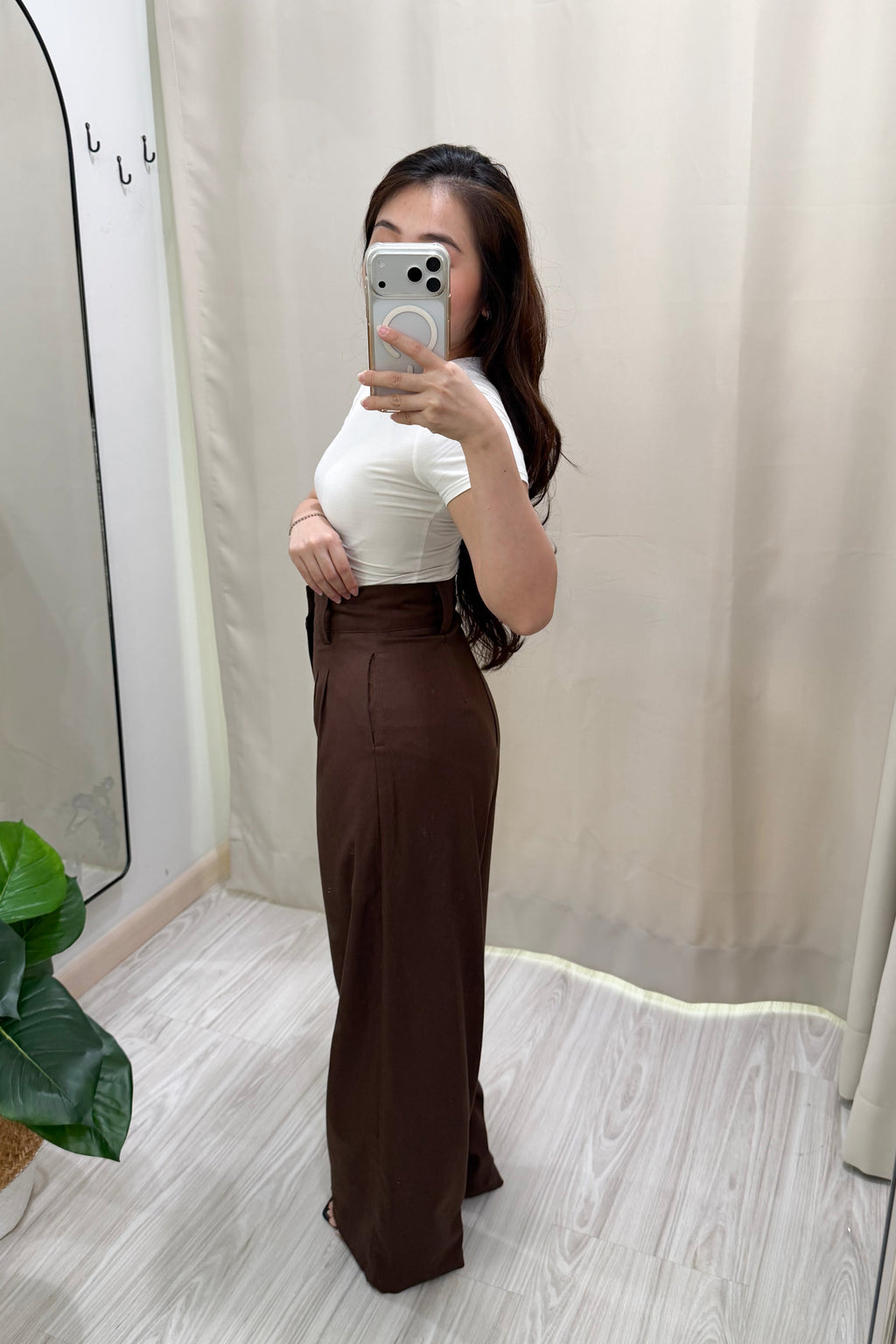 Veda High Waisted Wide Legged Pants in Brown