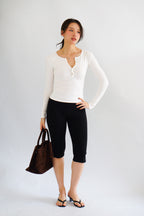 Alix Button Down Long Sleeve Top in White