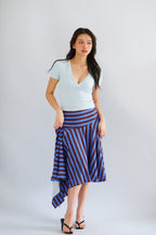 Lucy V Neck Short Sleeve Top in Blue