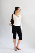 Alix Button Down Long Sleeve Top in White