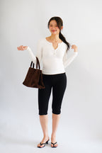 Alix Button Down Long Sleeve Top in White