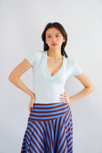Lucy V Neck Short Sleeve Top in Blue