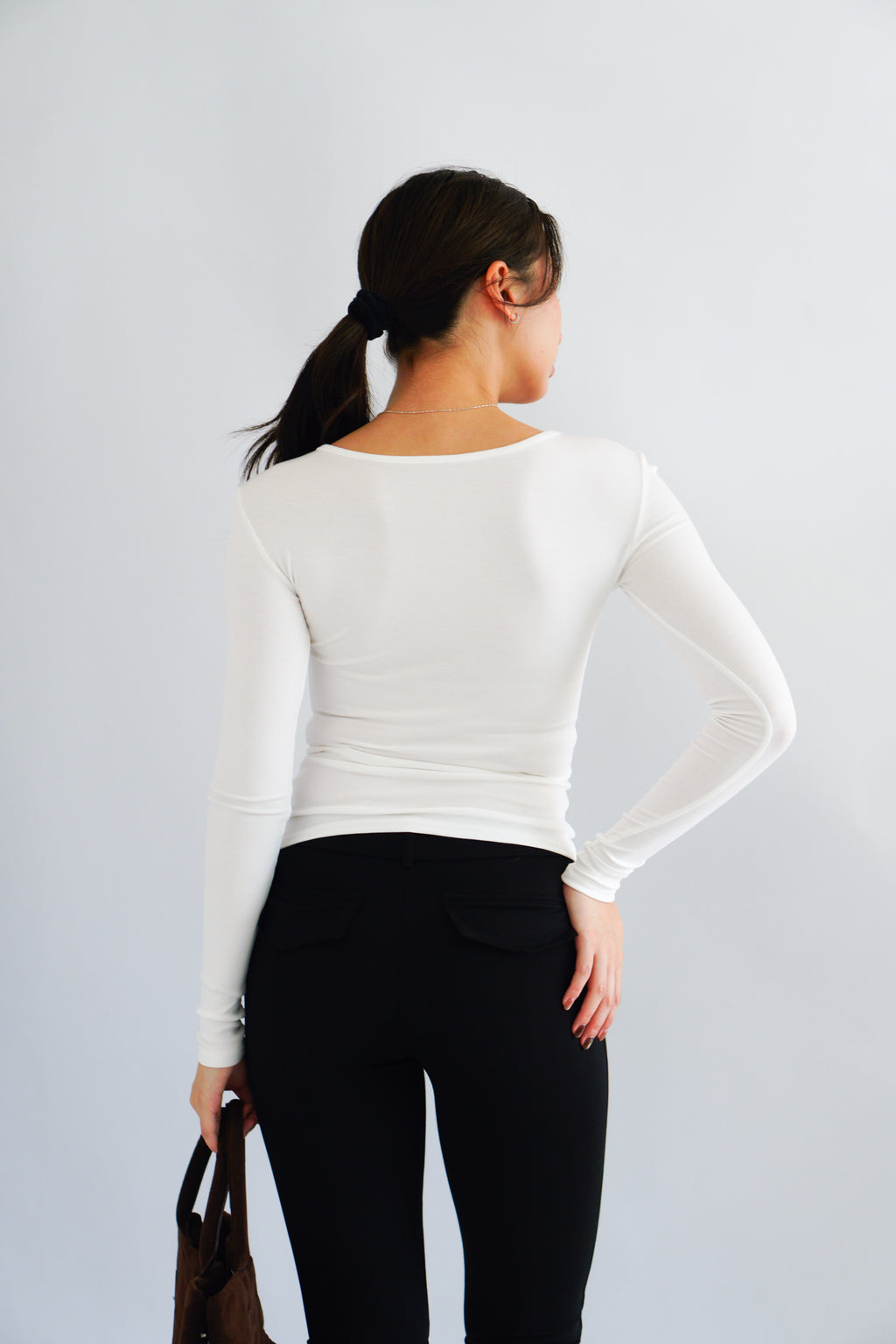 Alix Button Down Long Sleeve Top in White