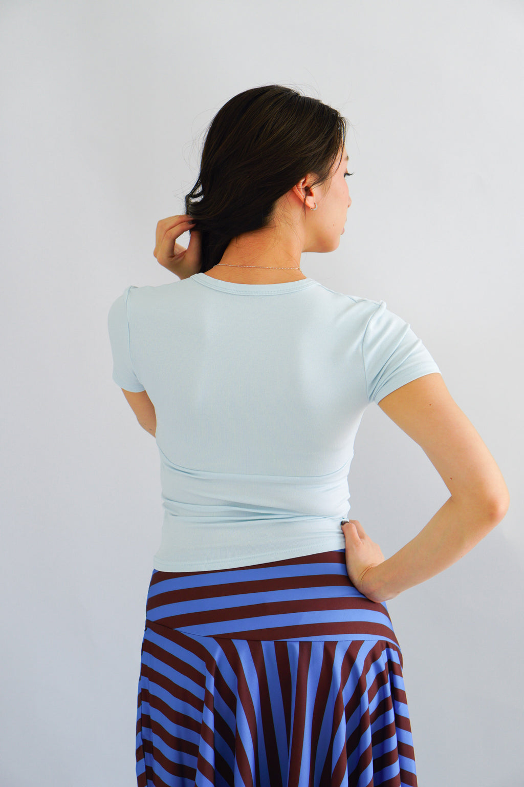 Lucy V Neck Short Sleeve Top in Blue