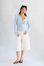 Alix Button Down Long Sleeve Top in Blue