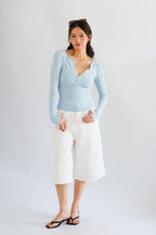 Alix Button Down Long Sleeve Top in Blue