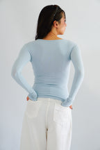 Alix Button Down Long Sleeve Top in Blue