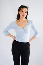 Miss Nara Mid Long Sleeve Top in Blue