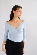 Miss Nara Mid Long Sleeve Top in Blue