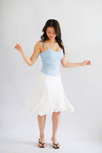 Jaia Asymmetrical Midi Skirt in White