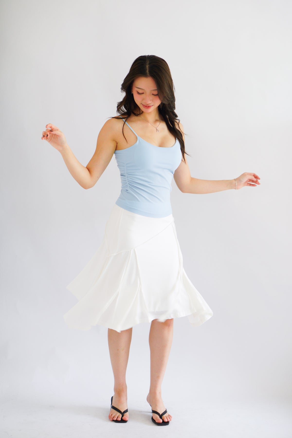 Jaia Asymmetrical Midi Skirt in White