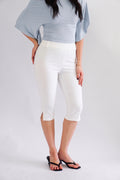 Clemence Capri Pants with Belt Hooks in White