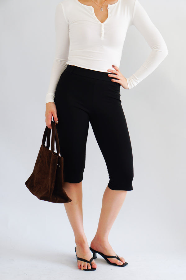 Clemence Capri Pants with Belt Hooks in Black