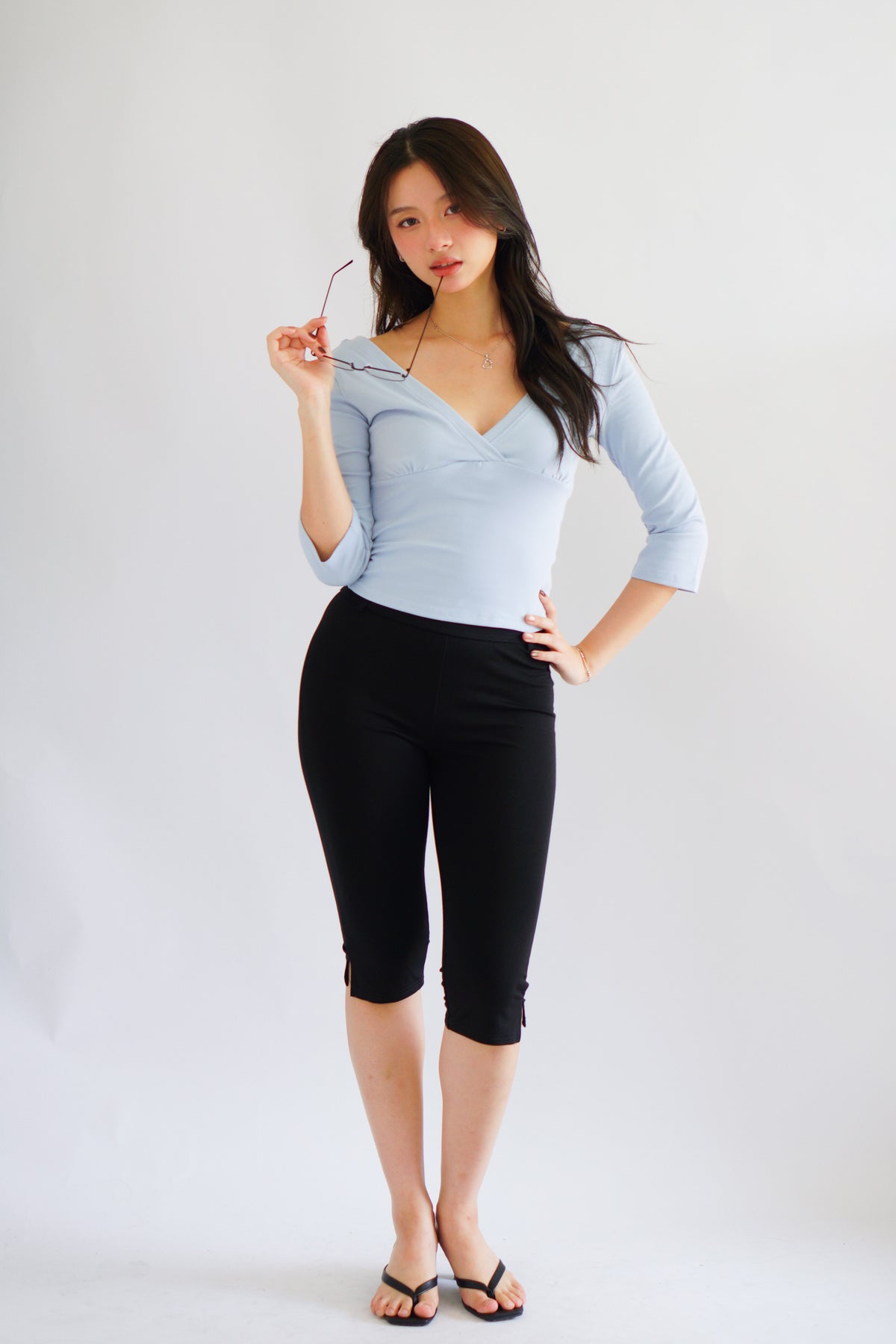 (BACKORDER) Clemence Capri Pants with Belt Hooks in Black