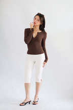 Clemence Capri Pants with Belt Hooks in White