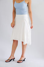 Jaia Asymmetrical Midi Skirt in White