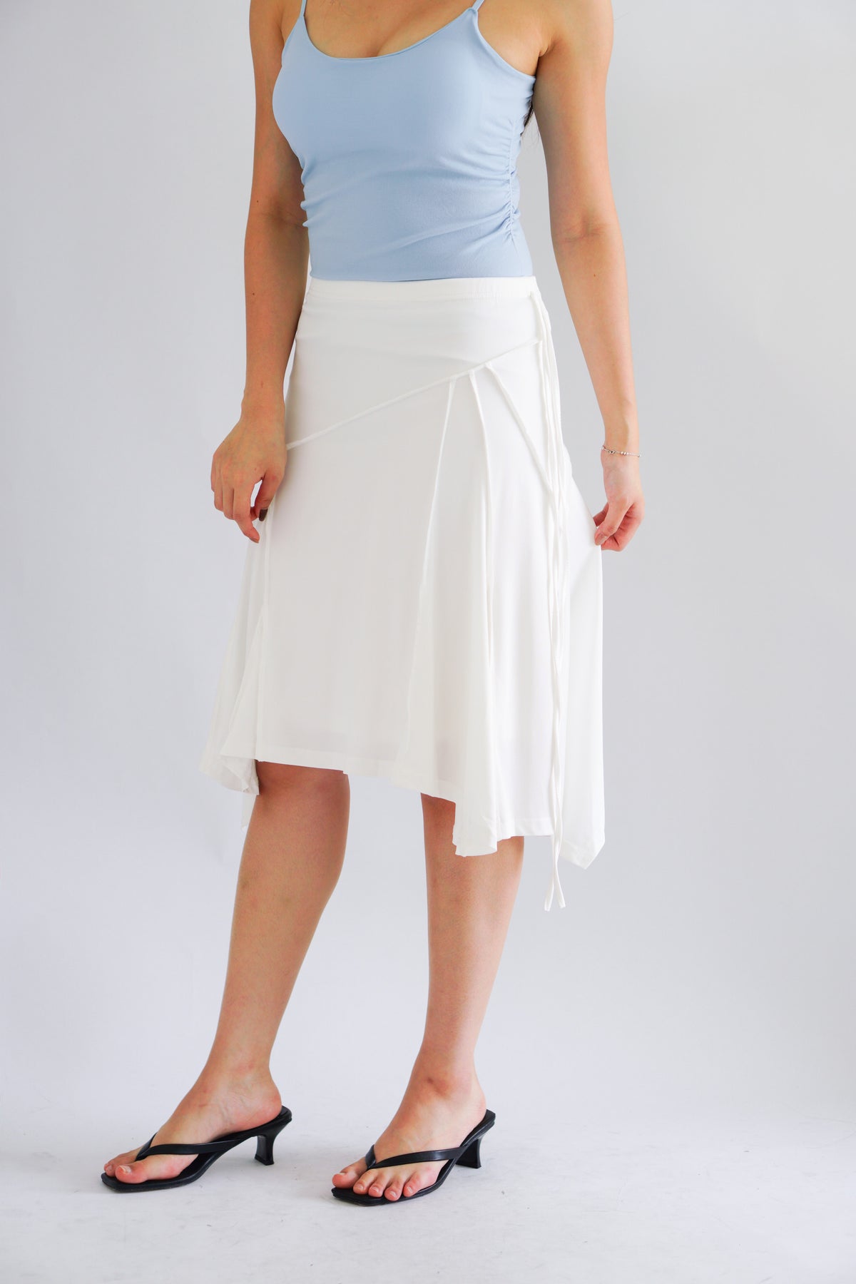 Jaia Asymmetrical Midi Skirt in White