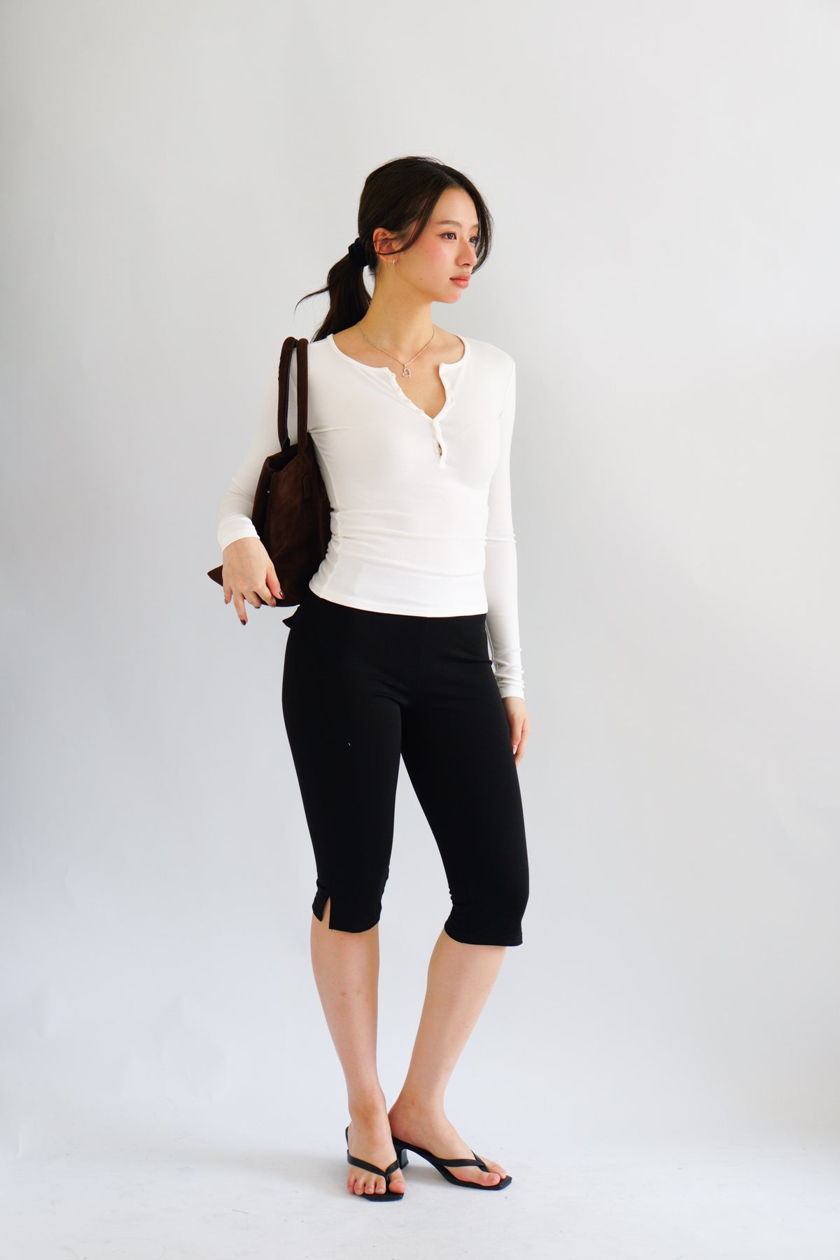 (BACKORDER) Clemence Capri Pants with Belt Hooks in Black
