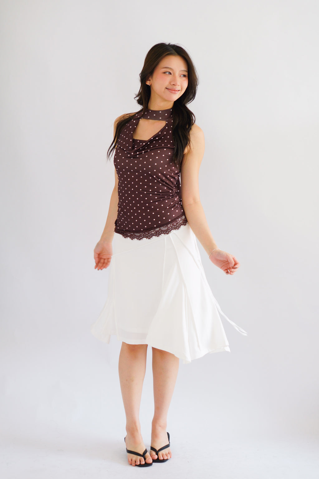 Jaia Asymmetrical Midi Skirt in White