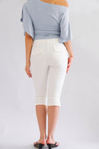 Clemence Capri Pants with Belt Hooks in White