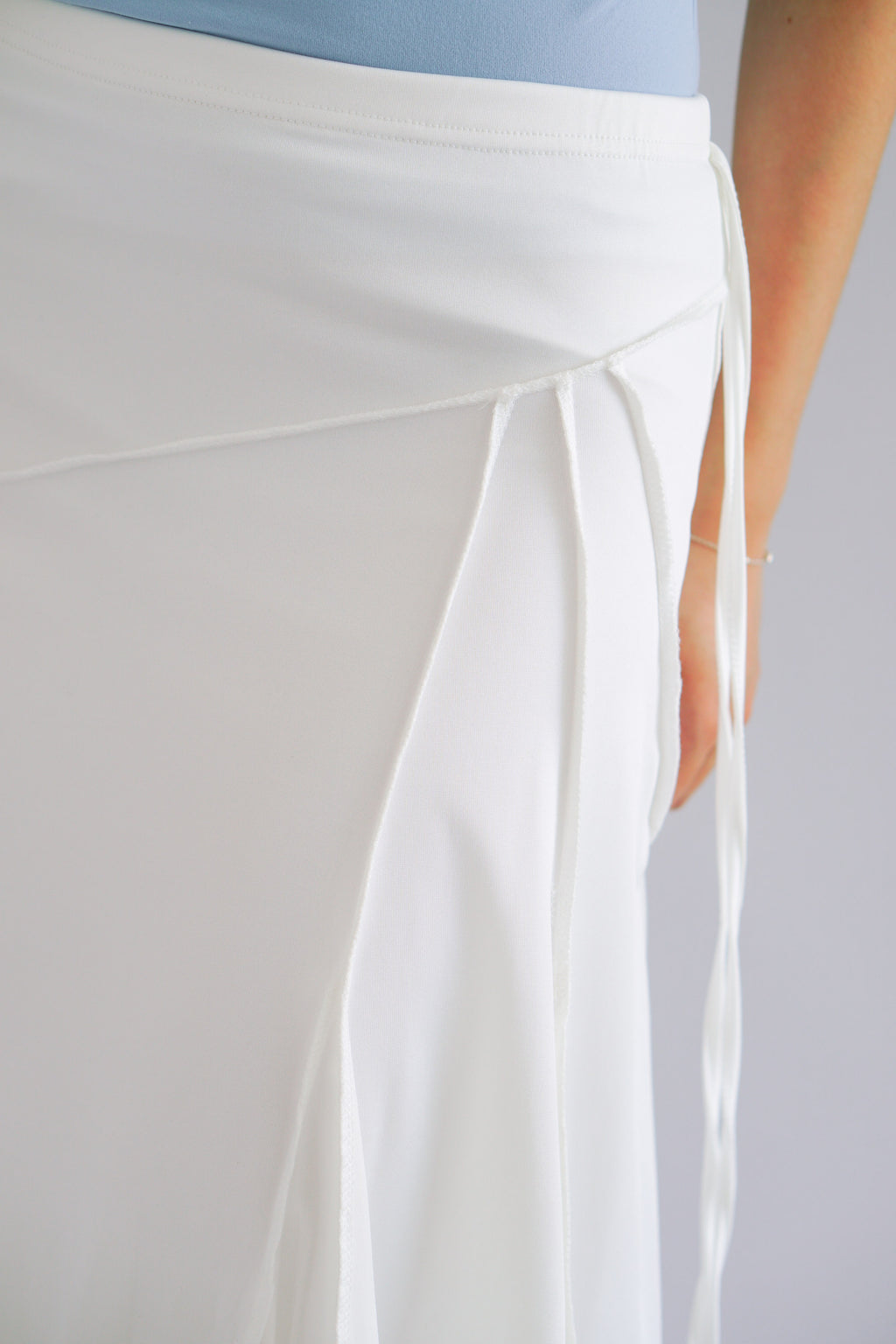 Jaia Asymmetrical Midi Skirt in White