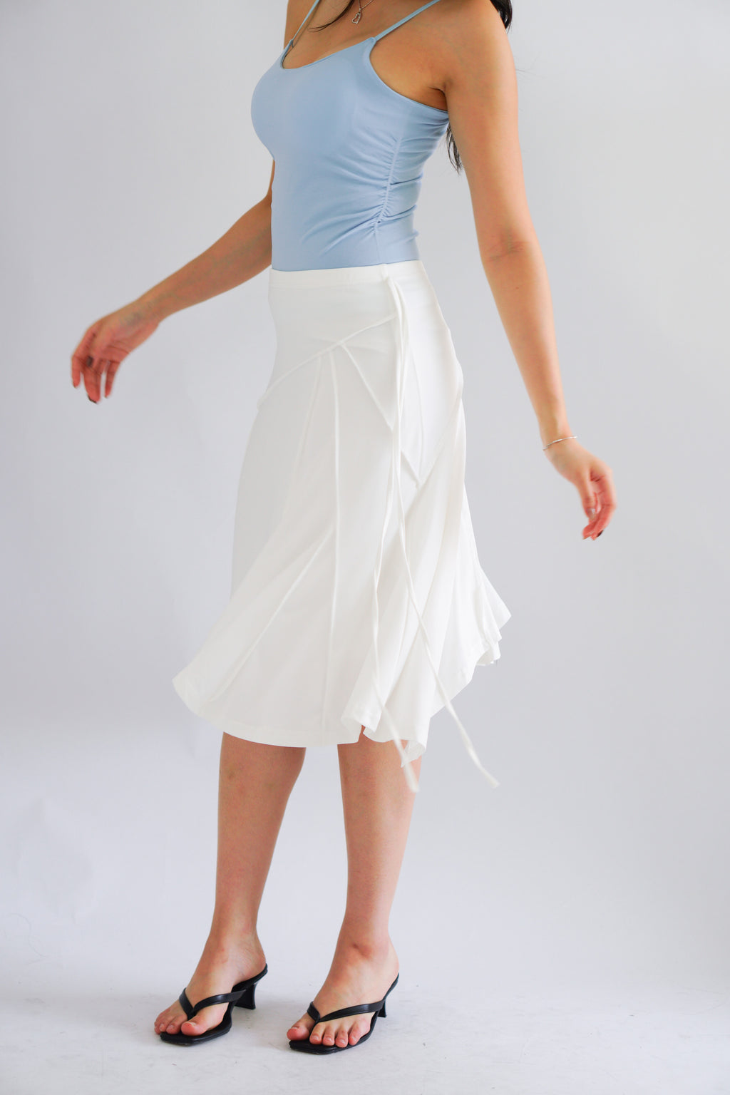 Jaia Asymmetrical Midi Skirt in White