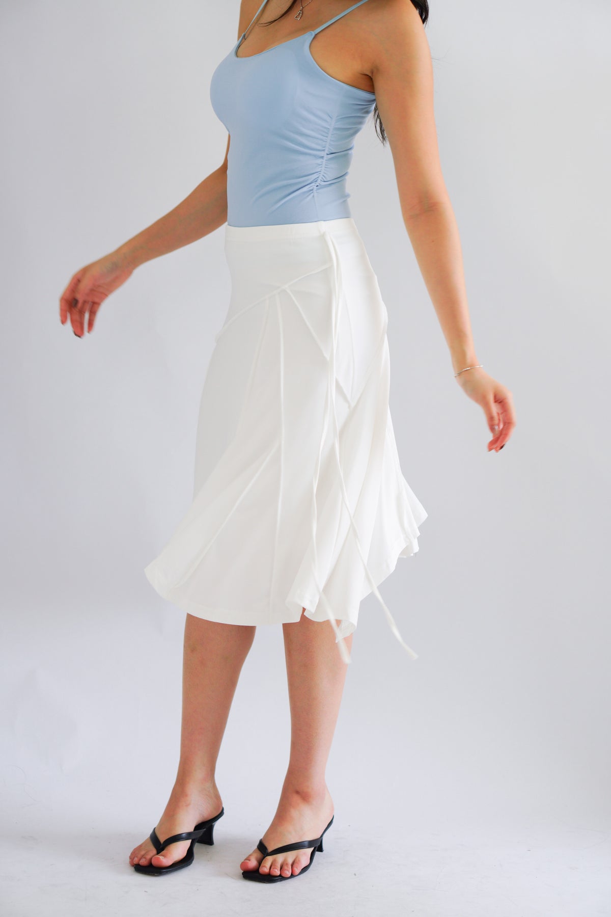 Jaia Asymmetrical Midi Skirt in White