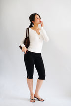 (BACKORDER) Clemence Capri Pants with Belt Hooks in Black