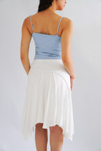 Jaia Asymmetrical Midi Skirt in White