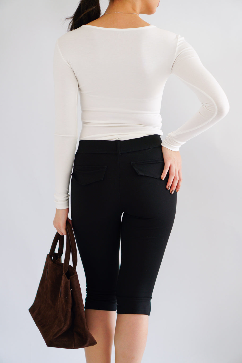(BACKORDER) Clemence Capri Pants with Belt Hooks in Black