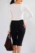 (BACKORDER) Clemence Capri Pants with Belt Hooks in Black
