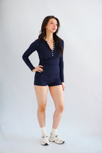 (BACKORDER) Solange Button Down Lounge 2 Piece Set in Dark Blue