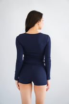 (BACKORDER) Solange Button Down Lounge 2 Piece Set in Dark Blue