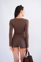(BACKORDER) Solange Button Down Lounge 2 Piece Set in Brown