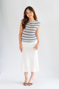 Atalia Stripes Textured Top in Blue