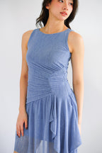 Orla Ruched Draped Dress in Blue
