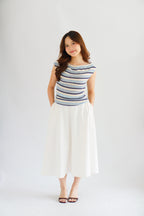 Atalia Stripes Textured Top in Blue
