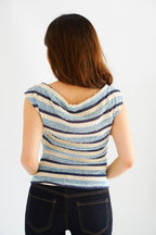 Atalia Stripes Textured Top in Blue