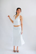 Leia Stripes 2 Piece Skirt Set in Blue
