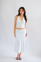 Leia Stripes 2 Piece Skirt Set in Blue