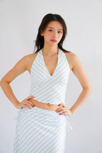 Leia Stripes 2 Piece Skirt Set in Blue