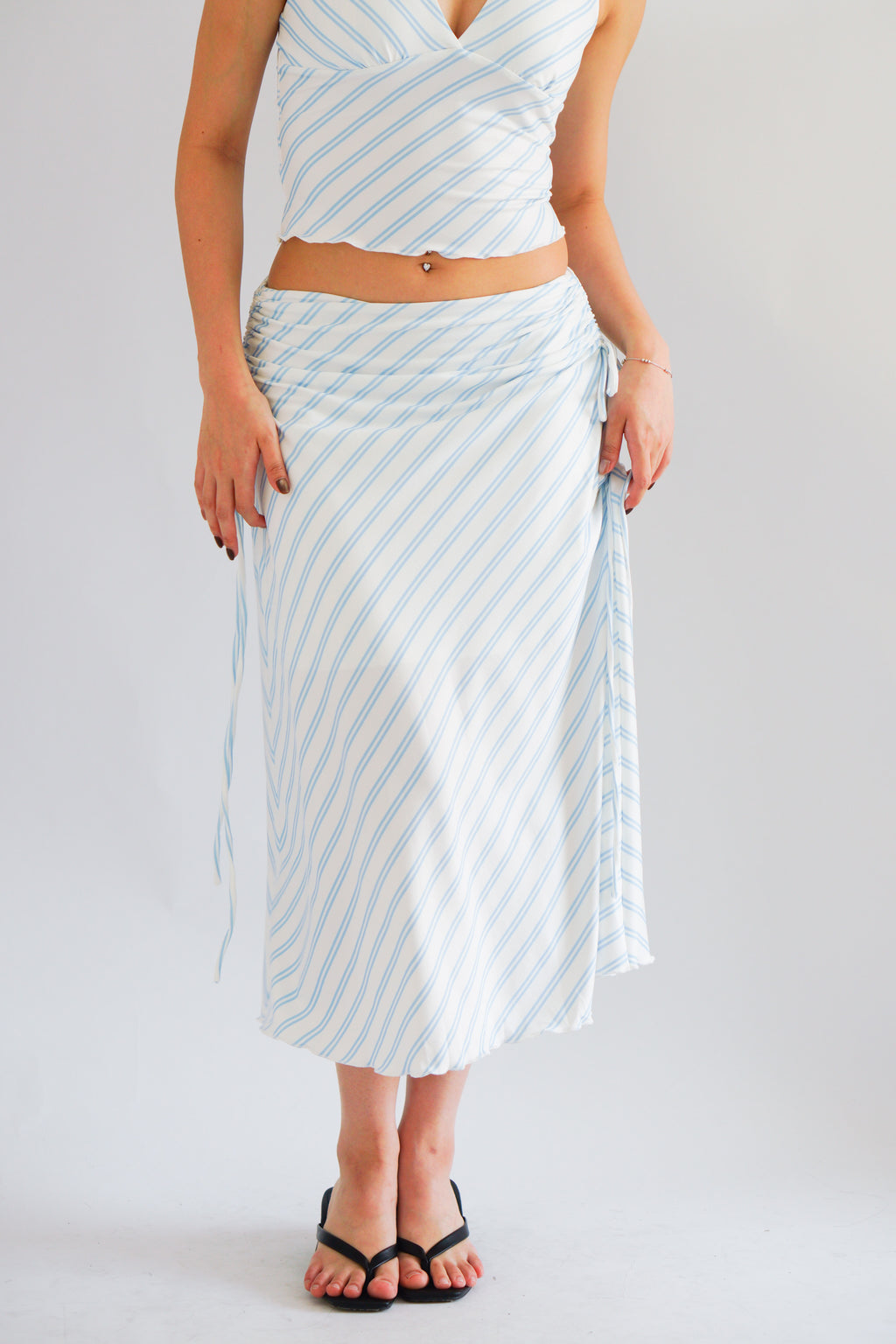 Leia Stripes 2 Piece Skirt Set in Blue