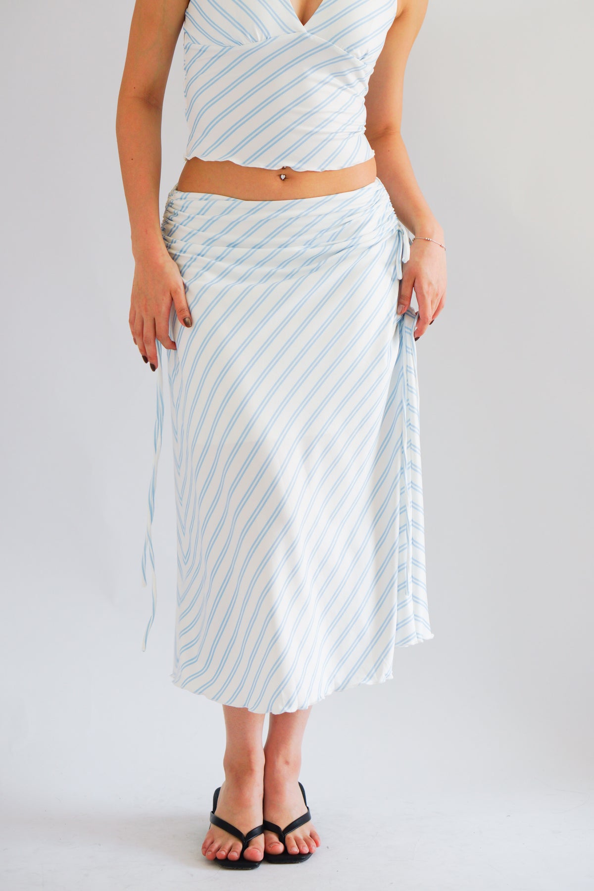 Leia Stripes 2 Piece Skirt Set in Blue