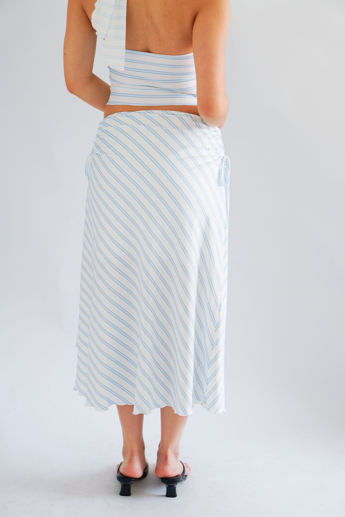 Leia Stripes 2 Piece Skirt Set in Blue