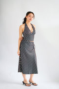Leia Stripes 2 Piece Skirt Set in Black